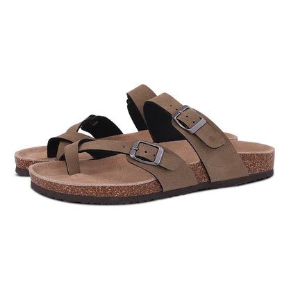 Women's suede mule slippers with cork insole, arch support, outdoor and beach slide sandals, casual home shoes from DAYO FITNESS STORE