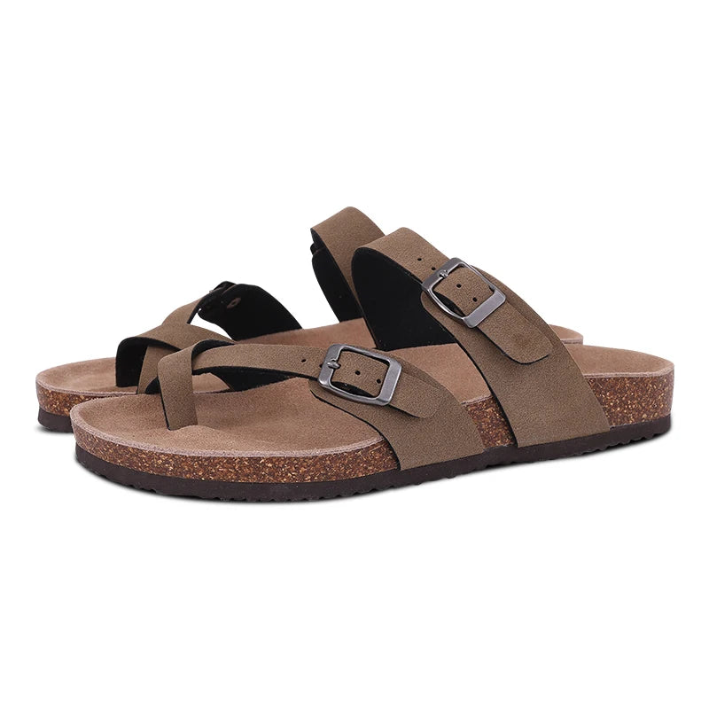 Women's suede mules slippers by DAYO FITNESS STORE featuring cork insoles, arch support, outdoor beach slides, and comfortable home shoes