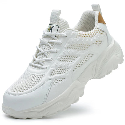 Breathable Mesh Safety Shoes Men White Protective Shoes For Men Women Work Sneakers Summer Lightweight Indestructible Shoes