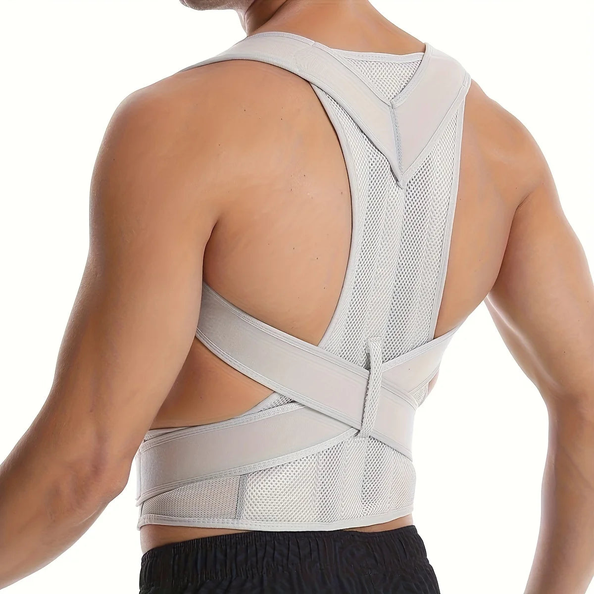 Adjustable unisex posture corrector brace with back alignment and clavicle support, designed to improve posture and reduce slouching.