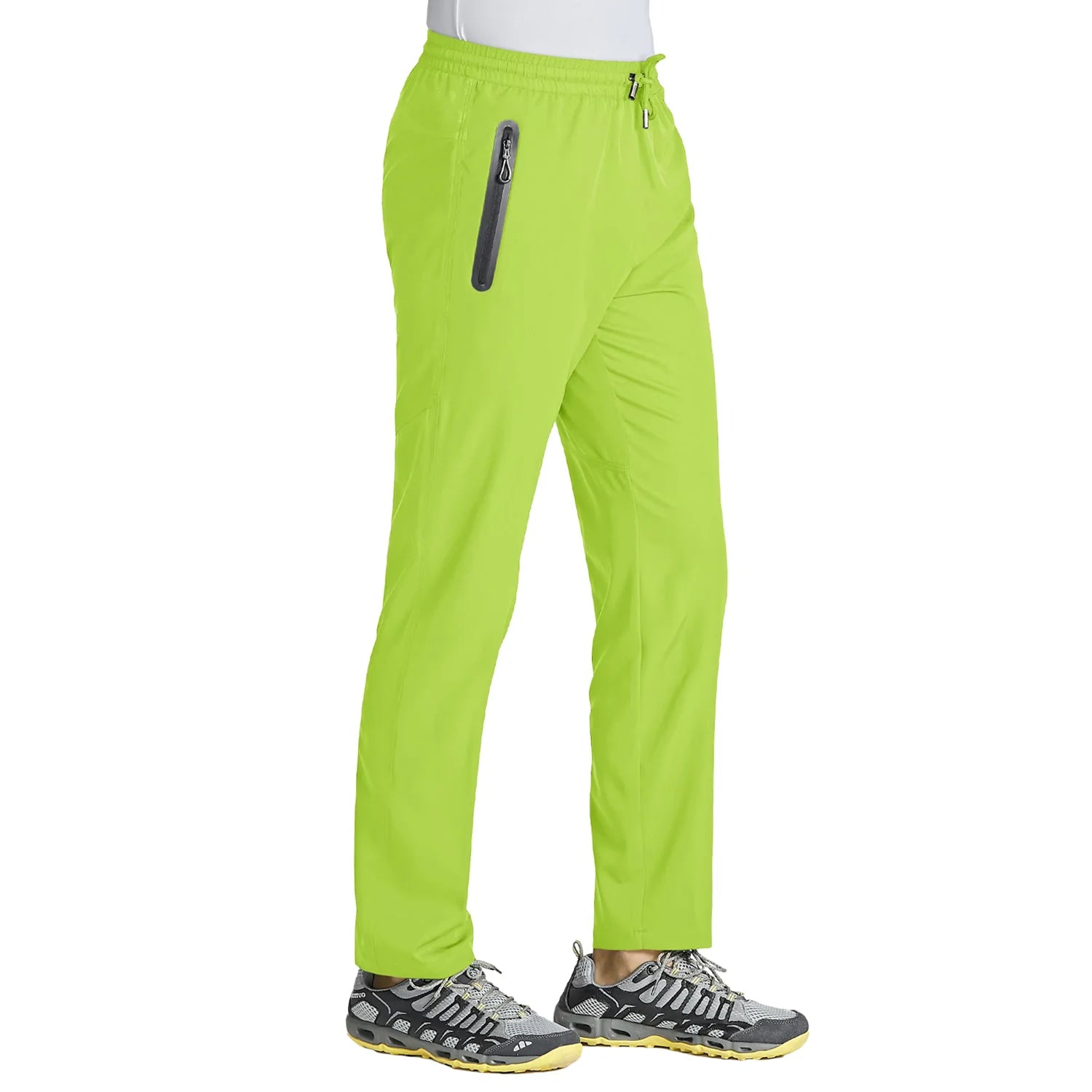 TACVASEN men's outdoor quick dry hiking pants with elastic waist, straight fit, lightweight fabric, suitable for running, hiking, and fitness.