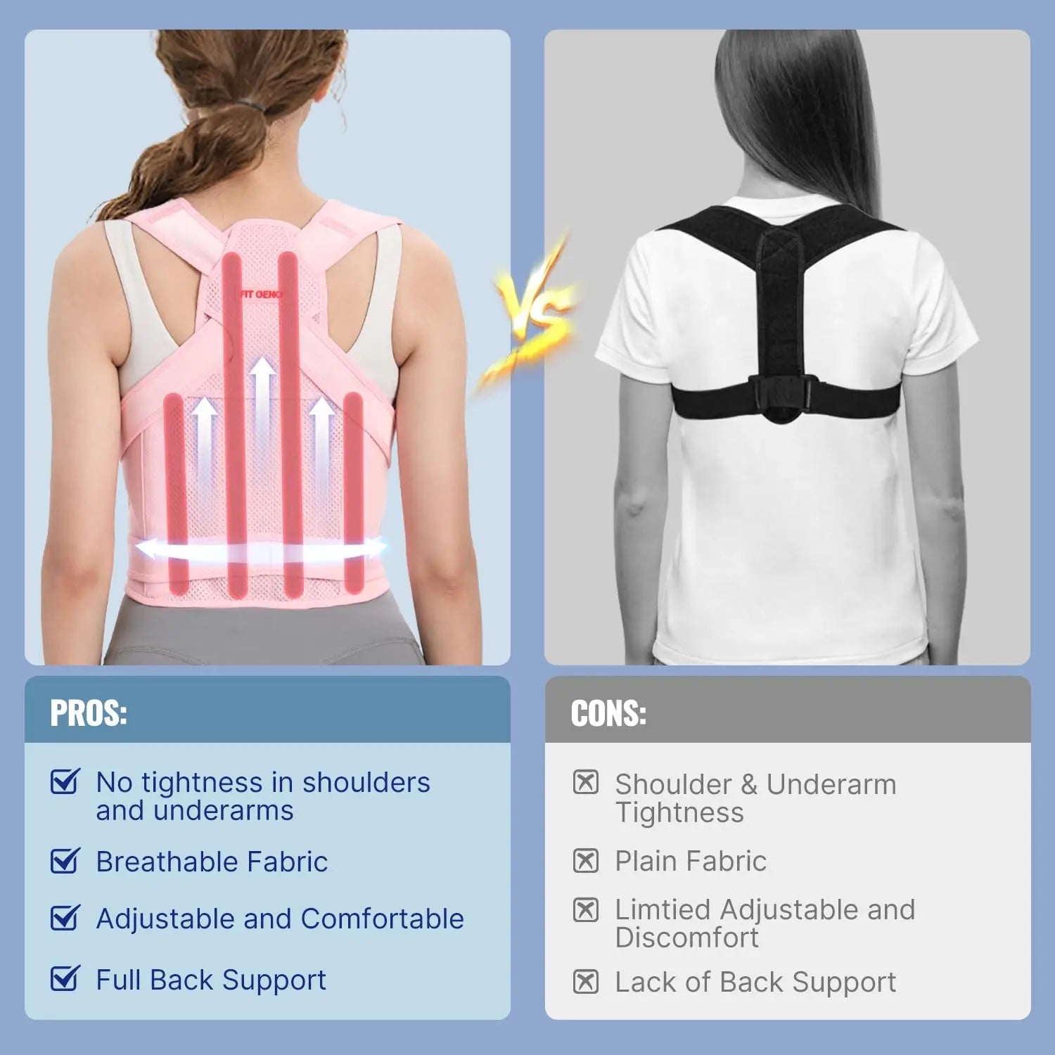DAYO FITNESS STORE women's back brace posture corrector with adjustable shoulder support and full back support for pain relief.