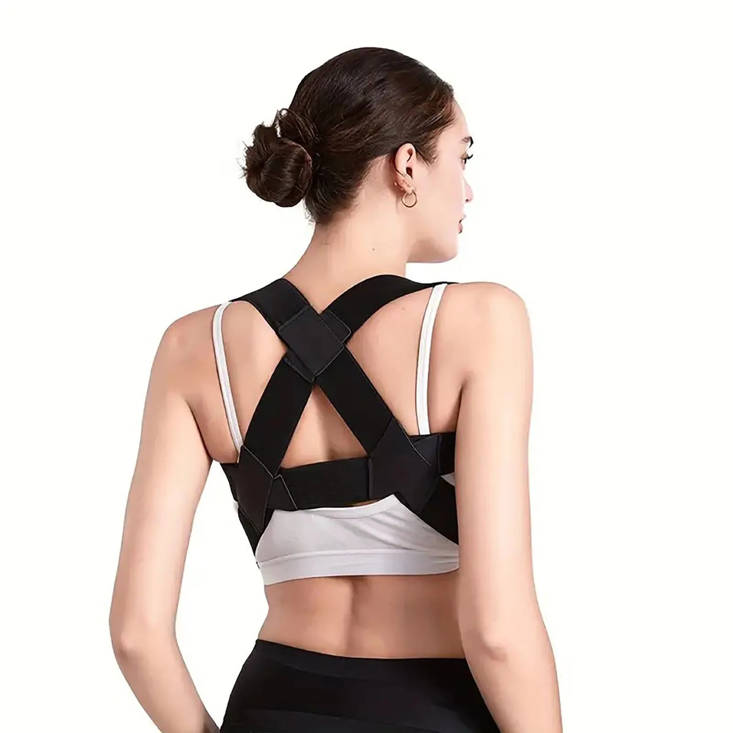 Adjustable DAYO FITNESS STORE back posture corrector brace supporting upper spine and straightening shoulders.