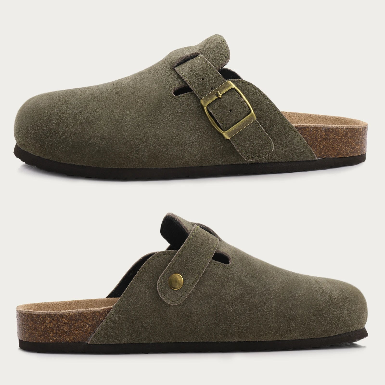 Comwarm women's suede mule slippers with cork insole, arch support, outdoor beach slides, and home shoes from DAYO FITNESS STORE