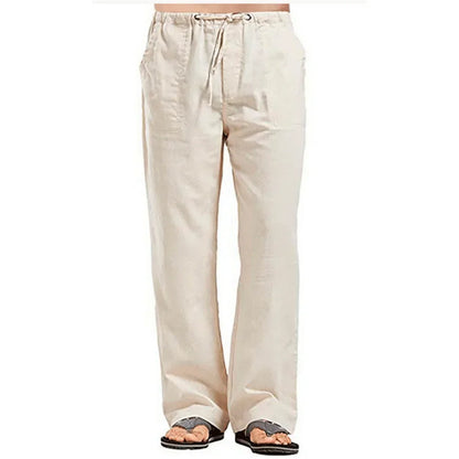 Men's cotton linen summer pants by King Billion, breathable solid color linen trousers with elastic waist for casual comfort.