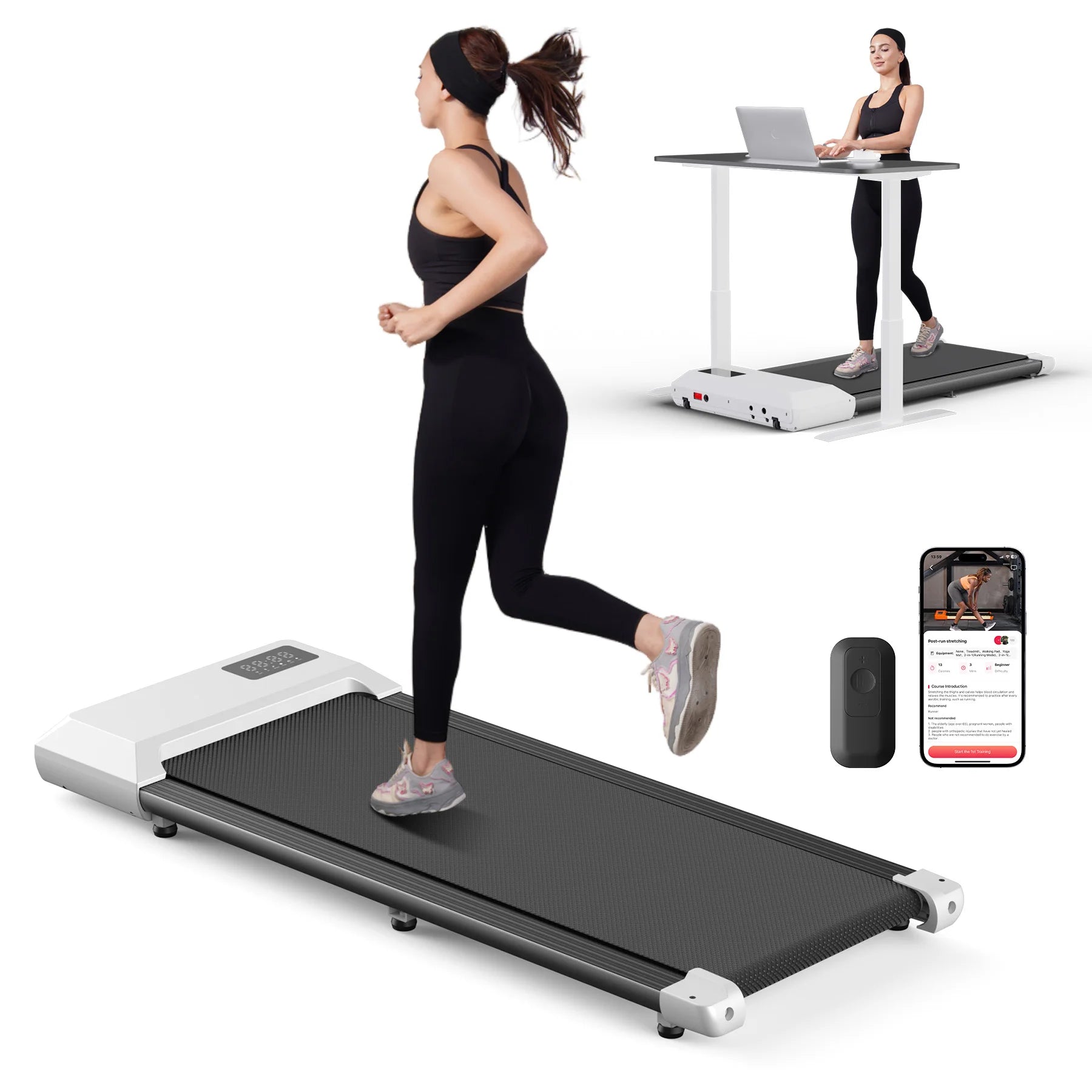 Healthy Fitness Sport 300lbs treadmill with 2.5HP motor, LCD display, 2-in-1 walking and running exercise machine.