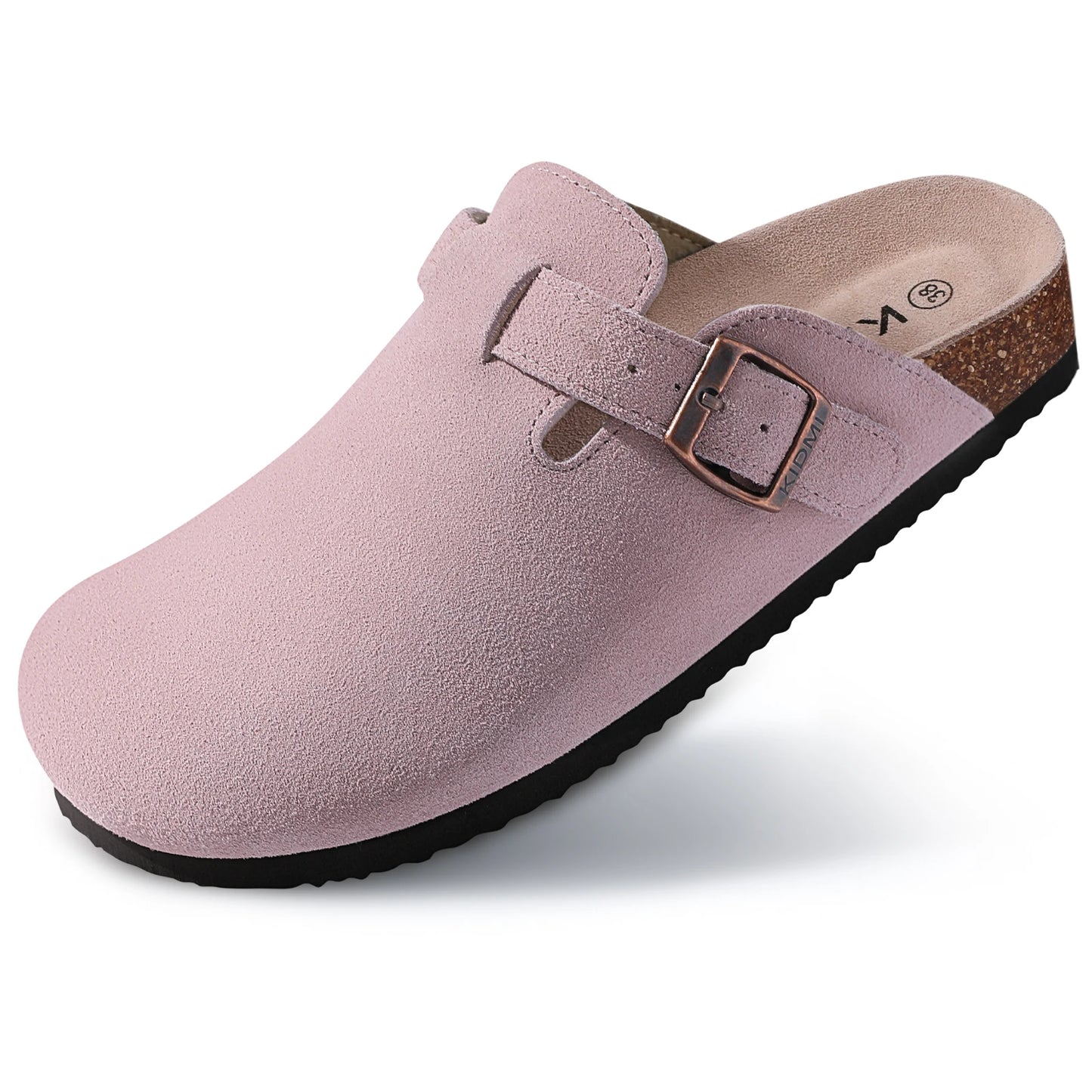 Women's suede mules slippers with cork insole, arch support, outdoor beach slides, and home shoes from DAYO FITNESS STORE