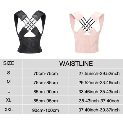 Breathable DAYO FITNESS women's back posture corrector brace with support belt, shoulder straps, for back and shoulder posture correction.