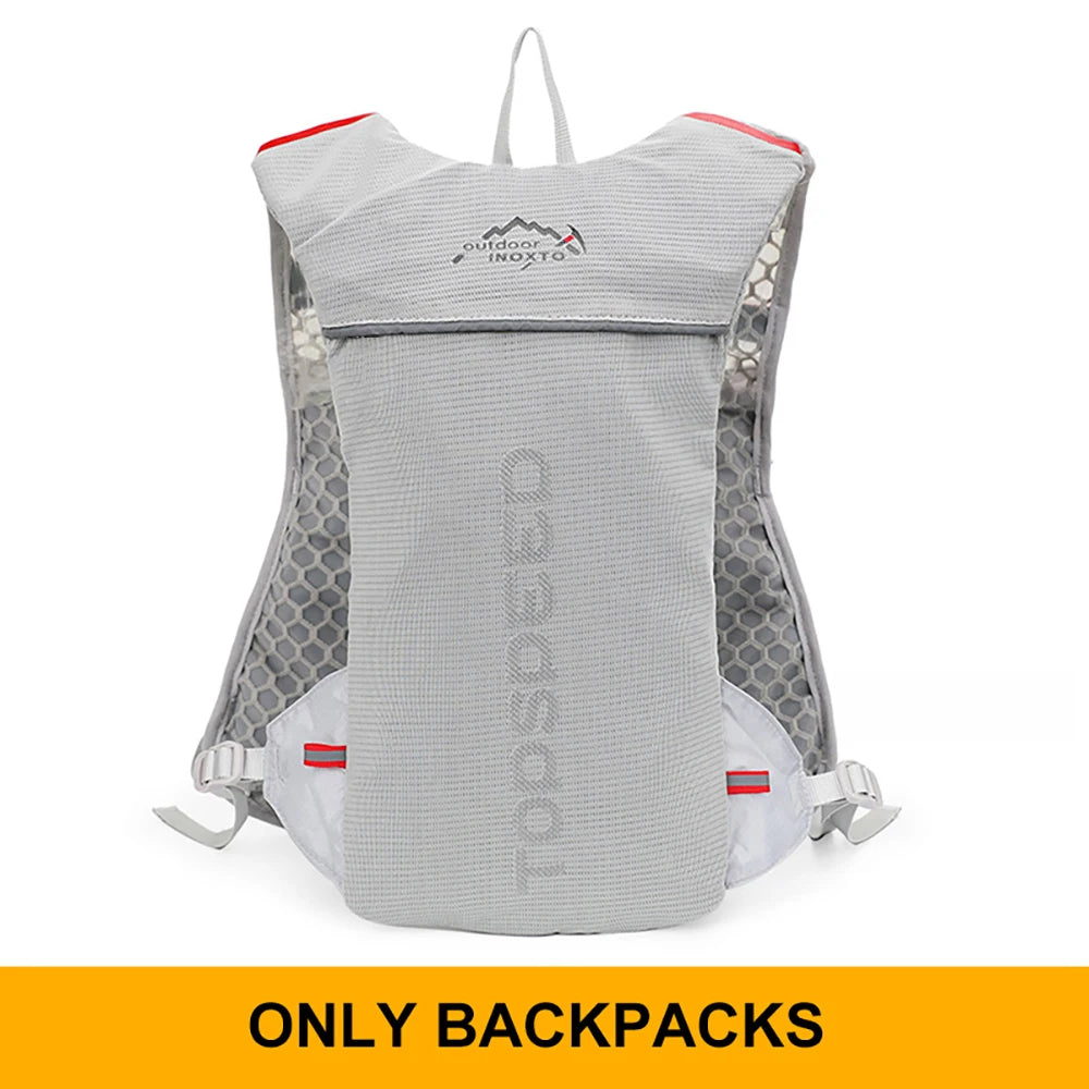 Ultralight outdoor trail running backpack by Fitness Series Store with 5L hydration vest, breathable design, ideal for jogging and cycling.