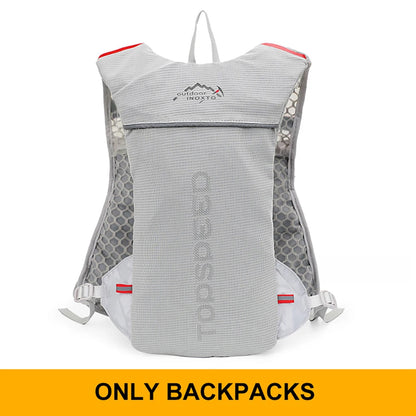 Ultralight outdoor trail running backpack by Fitness Series Store with 5L hydration vest, breathable design, ideal for jogging and cycling.