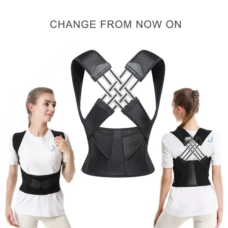 Breathable DAYO FITNESS women's back posture corrector brace with shoulder support and back belt for posture improvement.