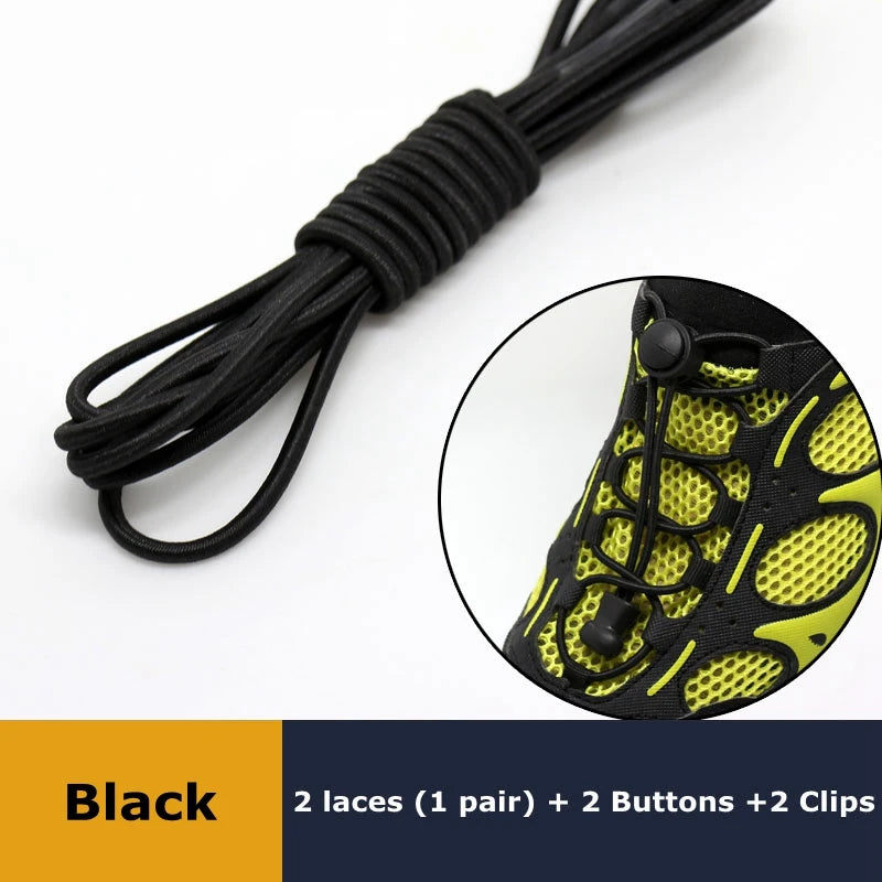 Pair of elastic no-tie sneaker laces from SMATLELF, stretchy rubber round shoelaces with locking feature for easy slip-on shoes.