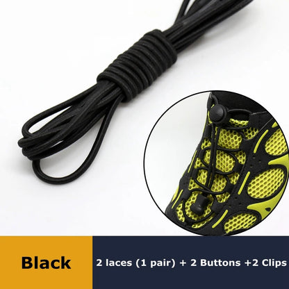 Pair of elastic no-tie sneaker laces from SMATLELF, stretchy rubber round shoelaces with locking feature for easy slip-on shoes.