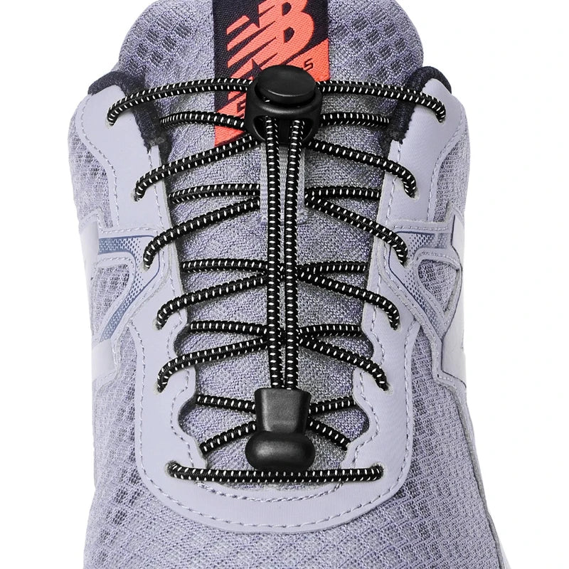 Pair of elastic no-tie sneaker laces by SMATLELF, featuring stretchable rubber round shoe strings with locking and quick-release design.
