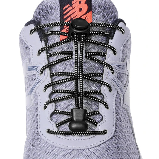 Pair of elastic no-tie sneaker laces by SMATLELF, featuring stretchable rubber round shoe strings with locking and quick-release design.