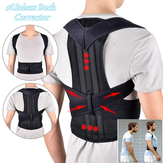 Unisex DAYO FITNESS STORE adjustable posture corrector back brace with breathable lumbar support and straightening design.