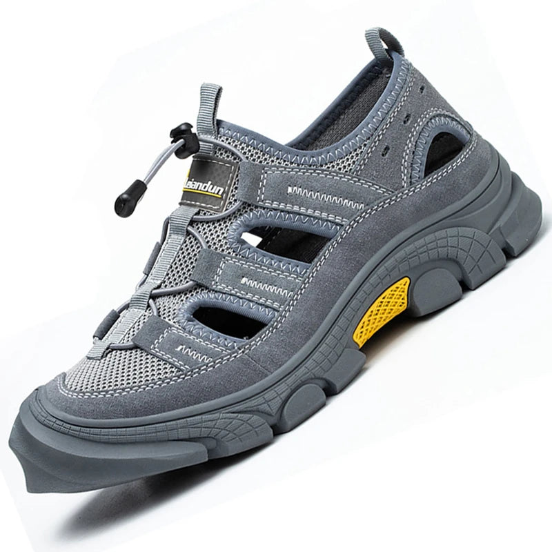 Safety Shoes Men Summer Breathable Work Sandals Men Anti-smash Anti-puncture Indestructible Shoes Work Sneakers Protective Shoes