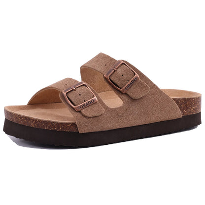 Women's suede mule slippers with cork insoles, arch support, outdoor beach slides, and comfortable home shoes by DAYO FITNESS STORE