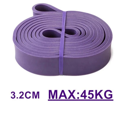 Heavy-duty latex resistance band for pull-ups and Pilates exercises, ideal for home gym workouts and fitness training.