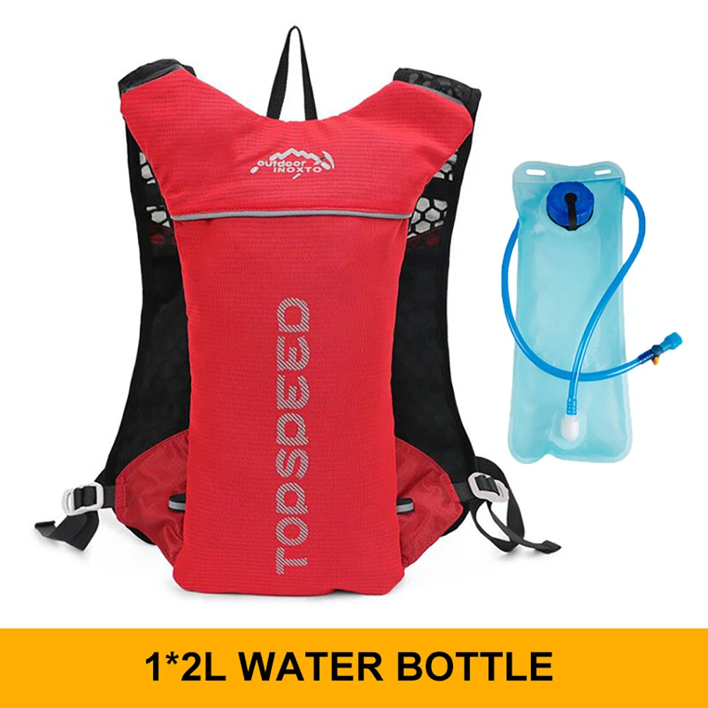 Ultralight outdoor trail running backpack by Fitness Series Store with hydration pouch, breathable design, ideal for jogging and cycling.