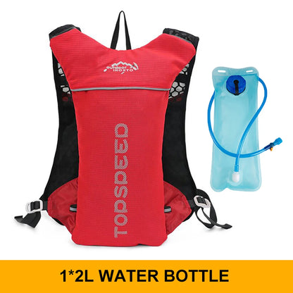Ultralight outdoor trail running backpack by Fitness Series Store with hydration pouch, breathable design, ideal for jogging and cycling.