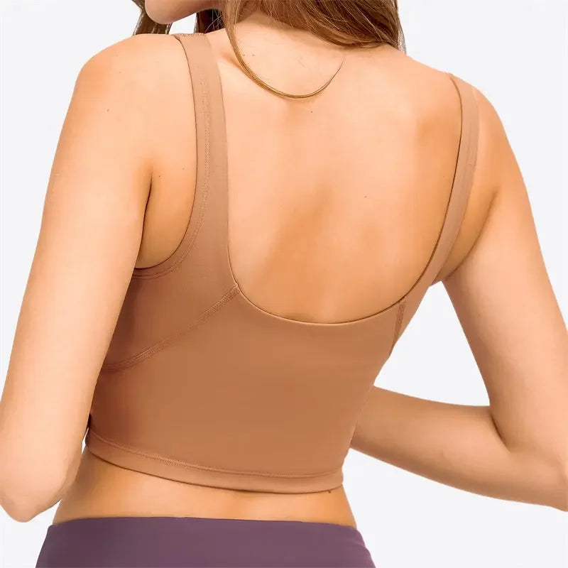Nepoagym PASSION tank top with built-in shelf bra and removable padding, designed for yoga and gym workouts.