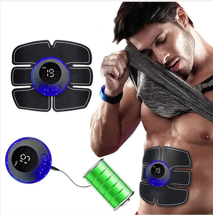 YOSYO Abdominal Muscle Massager and Arm Training Patches for muscle exercise, USB rechargeable fitness device for home use.
