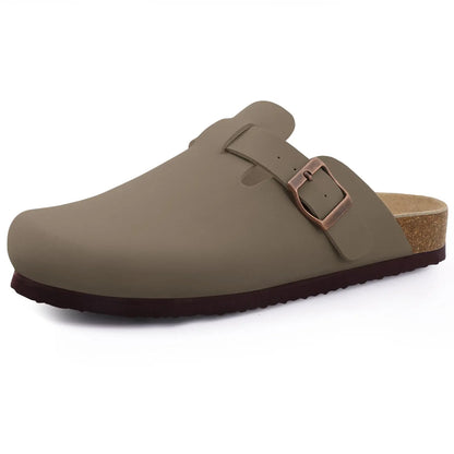 Women's suede mule slippers with cork insole, arch support, outdoor beach slides, and casual home shoes by DAYO FITNESS STORE