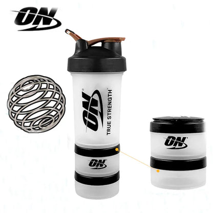 Large 450ML HQ Grocery Store protein shake cup with mixing ball, medicine box, and plastic design for fitness and health use.