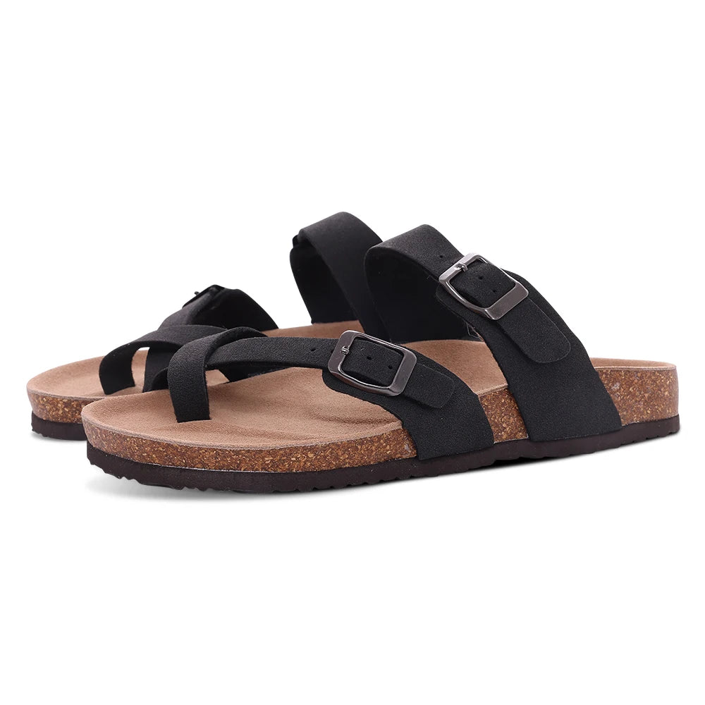 Comwarm women's suede mules and men's clogs with cork insoles, arch support, outdoor beach slides, and home slippers.